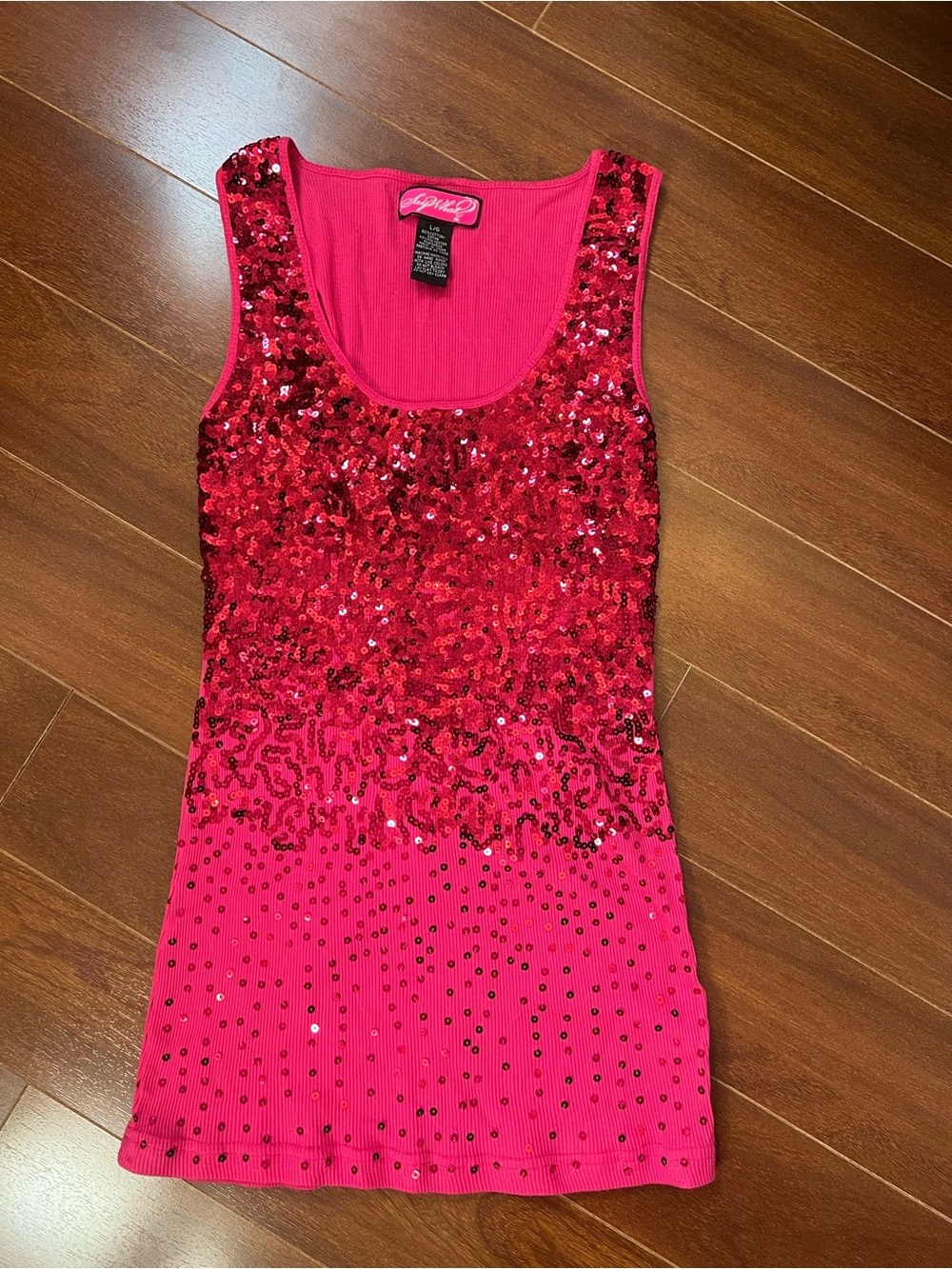 Vintage Y2K hot pink sequin tank top💖
